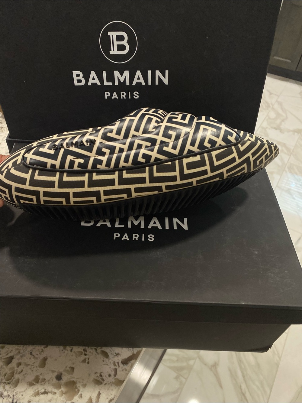 Balmain Men’s Quilted Leather B-IT Monogram Sandals – EU 43 / US 10 - Picture 7 of 10